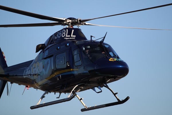 Life Link III helicopter flying to Essentia Health St. Mary's Medical Center in Duluth, MN