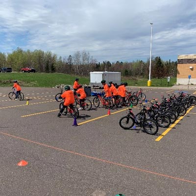kids outside on bikes