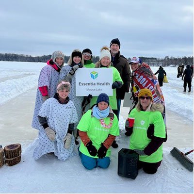 people standing on ice